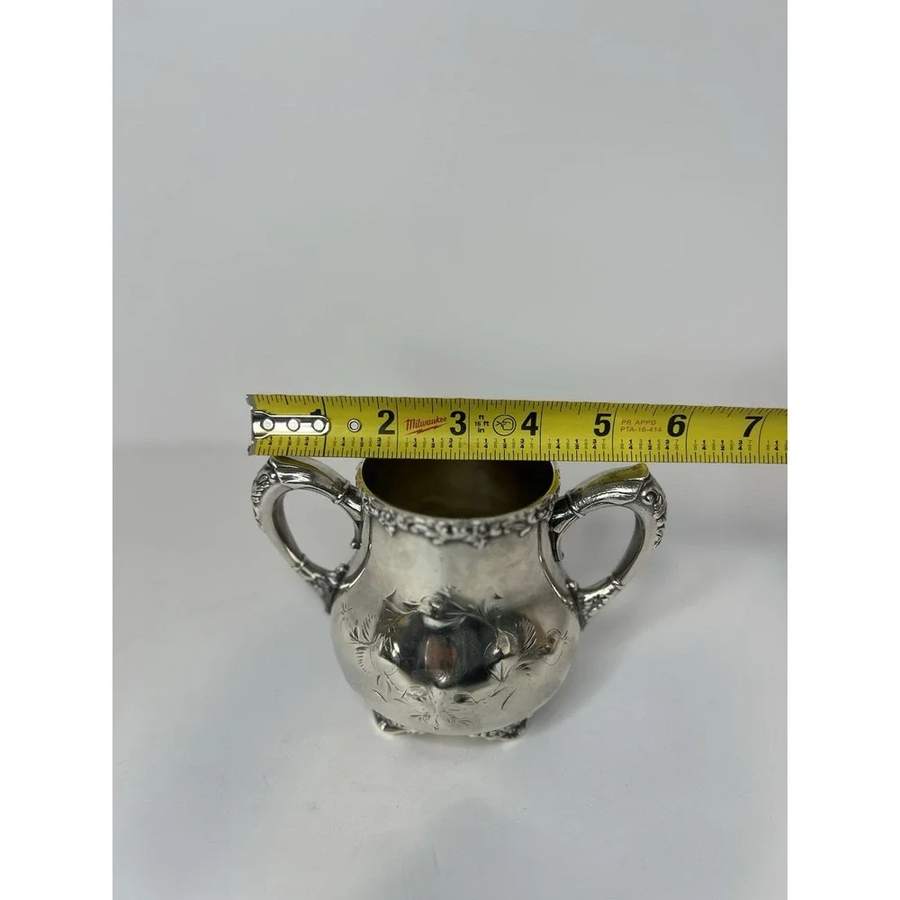 Silverplate Sugar Bowl antique‎ Mermod Jaccard Quadruple C. 1880s Victorian